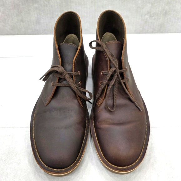 Clarks Collection Bushacre Desert chukka boots men's 8.5 brown oiled leather - Picture 3 of 11